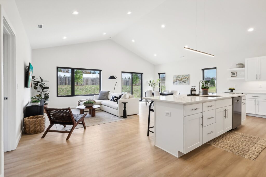 View of the Beech layout, looking from the kitchen toward the living room