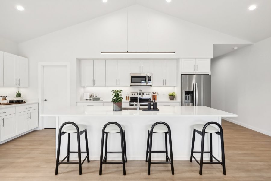 Beech Unit Kitchen with Island and Barstools