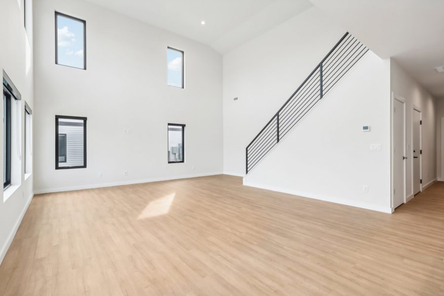 Willow Unit Main Living Area, Looking Toward the Side Windows and Staircase